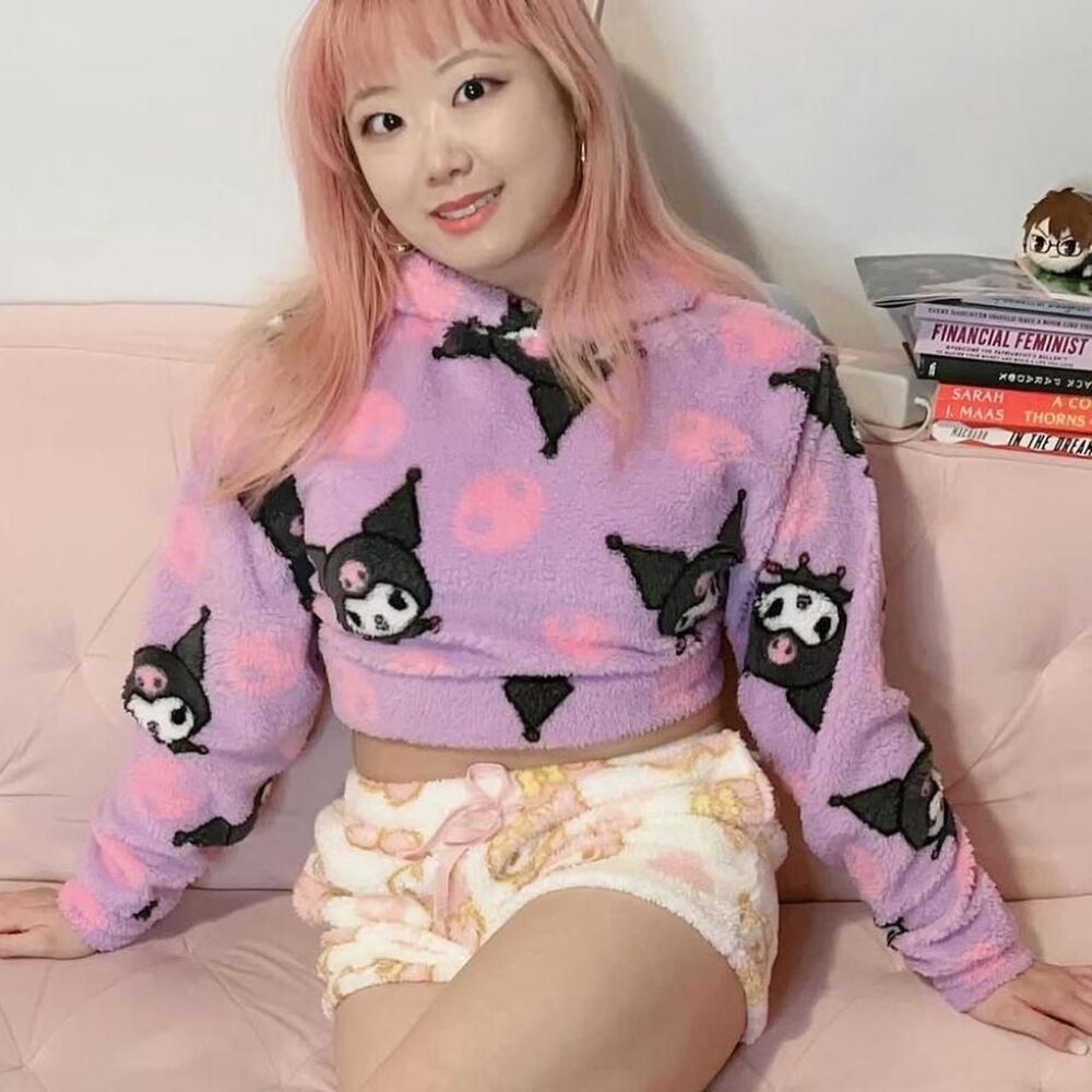Sanrio Kuromi Fluffy Cropped Hoodie - Picture 2 of 5